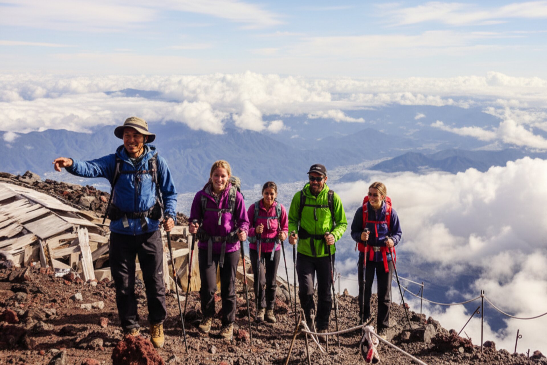 Hikers at Mount Fuji Sunrise